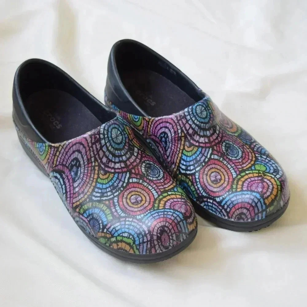 CROCS Neria Pro ll Colorful Slip On Nurse Clog Shoes Size 7W - Picture 2 of 6